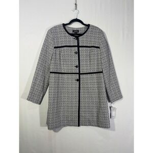 Classic Career Isabella Suits Tweed Longline Jacket Women 18 Grey